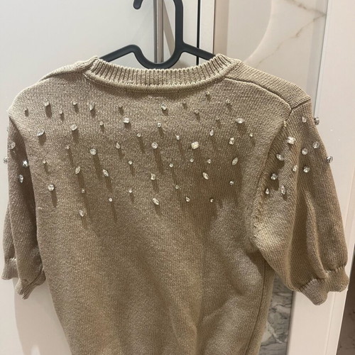 Zara beige blouse new with strass size M