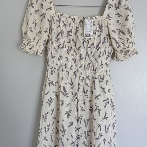 H&M dress with smocked bust, floral pattern, size Small, new