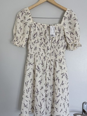 H&M dress with smocked bust, floral pattern, size Small, new