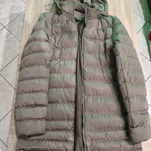 Women's puffer jacket used size medium grey silver