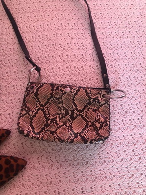 Zara triple-sided bag like new, crossbody, black-beige with snake animal print