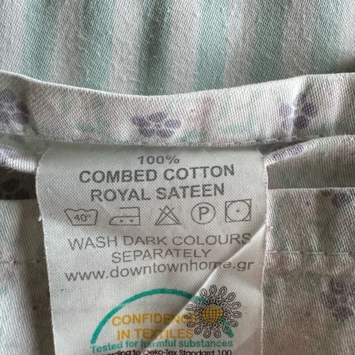 Down Town crib bedding set used, cotton satin
