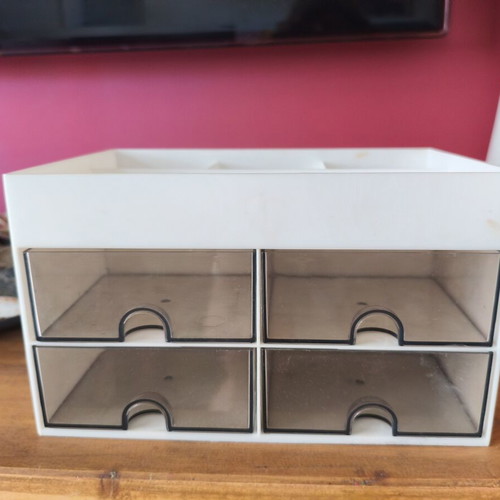 Minimal organizer with drawers and compartments like new, white