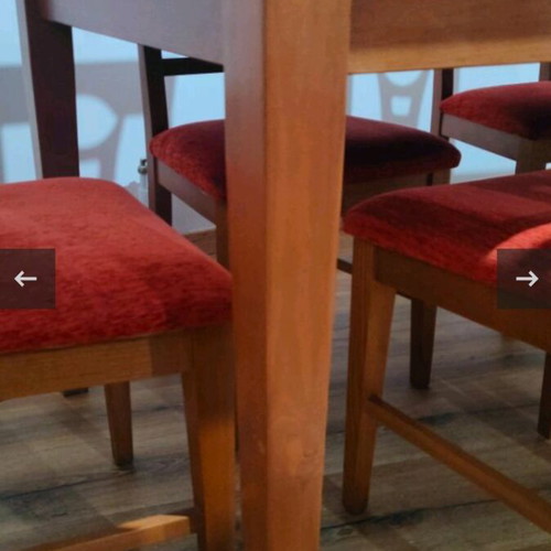 Dining set with extendable table 160x90 +50cm and 6 chairs like new
