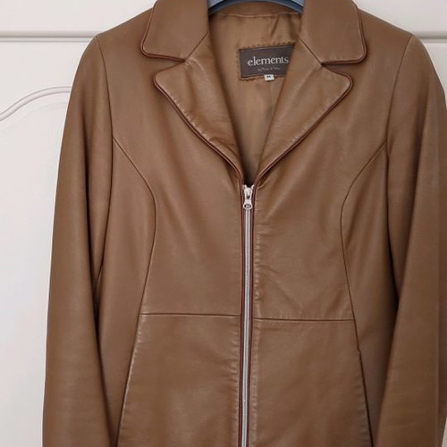 Leather jacket brown with zipper size M used in good condition