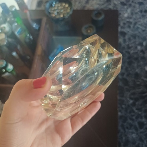 Vintage heavy crystal ashtray mid-century modern