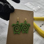 Green Turtle Earrings 3D Printed Hand Painted
