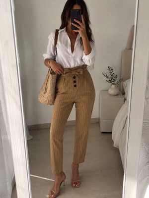 Stradivarius office style high-waist pants with belt