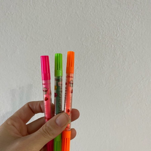 Mini highlighters used, pack of 3 with 2 tips