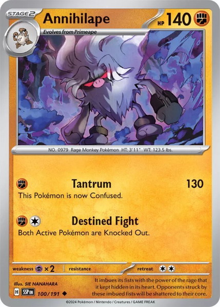 Pokemon Annihilape - 100/191 - Uncommon NM-Mint Surging Sparks