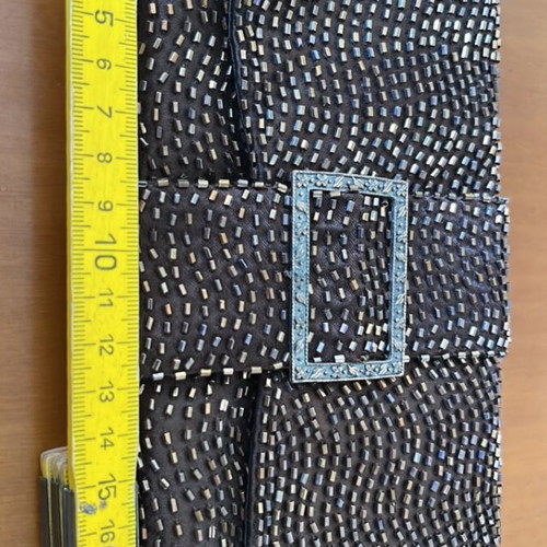 Brown evening clutch bag new, no chain, beaded