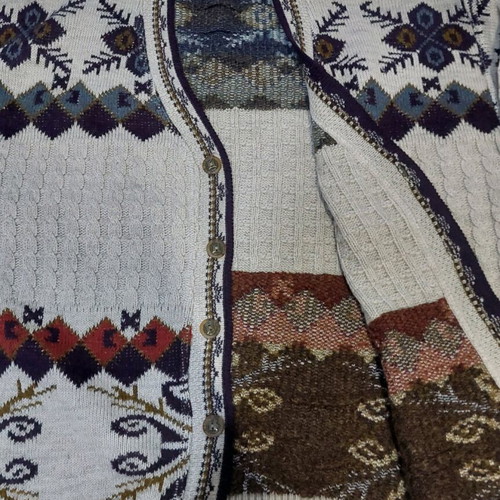 Men's cardigan used with dense jacquard knit, size XL, multicolor