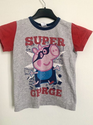 Παιδικό μπλουζάκι Peppa Pig Super George μεταχειρισμένο, νούμερο 4, γκρι και κόκκινο