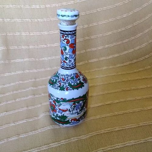 Metaxa porcelain bottle used, painted, 37 centimeters