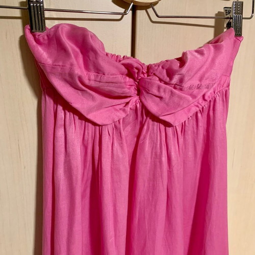Celestino silk midi strapless dress fuchsia like new