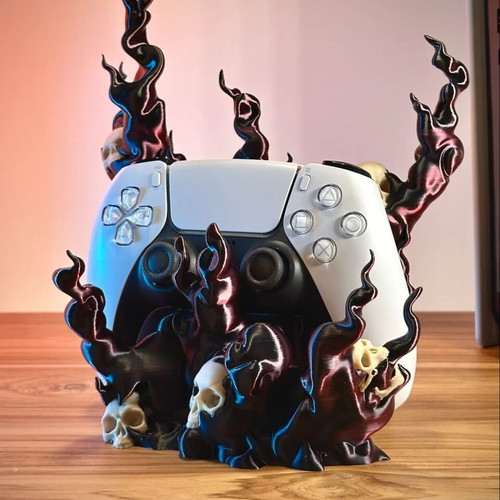 Gaming Base Skulls & Flames 3D Printed Stand for PS5 Xbox new