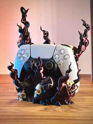 Gaming Base Skulls & Flames 3D Printed Stand for PS5 Xbox new