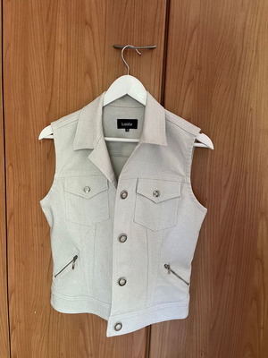 Lussile sleeveless denim vest Medium, like new, silver thread