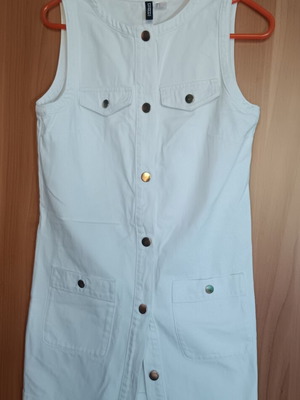 Divided H&M white jean dress small, like new
