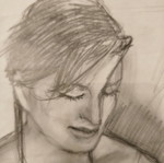 Sketch with pencil "Girl washing herself" like new