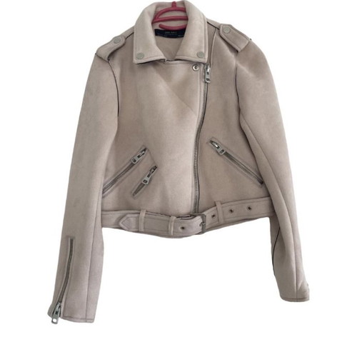 Zara suede jacket used, pink, size S