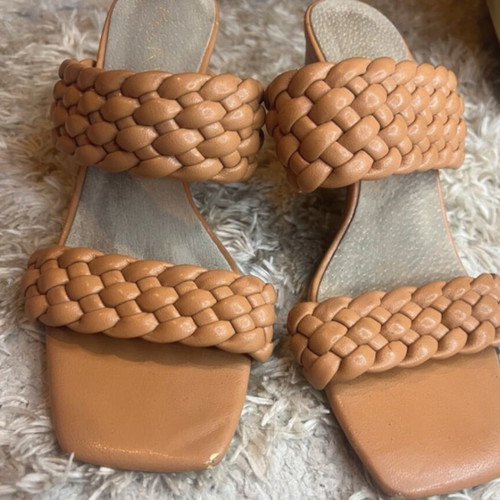 Miss NV braided chunky mules used orange size 37