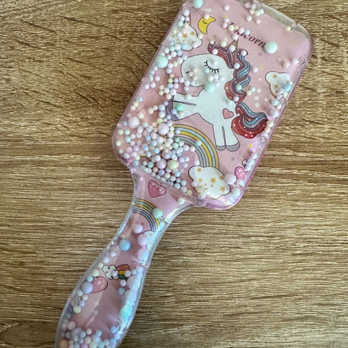 Unicorn kids hairbrush pink new with moving beads