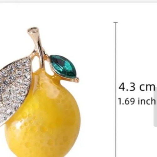 Lemon brooch new with yellow gold plating and metal chain