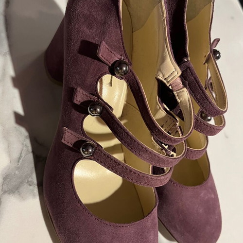 Suede pumps purple like new, size 37, leather