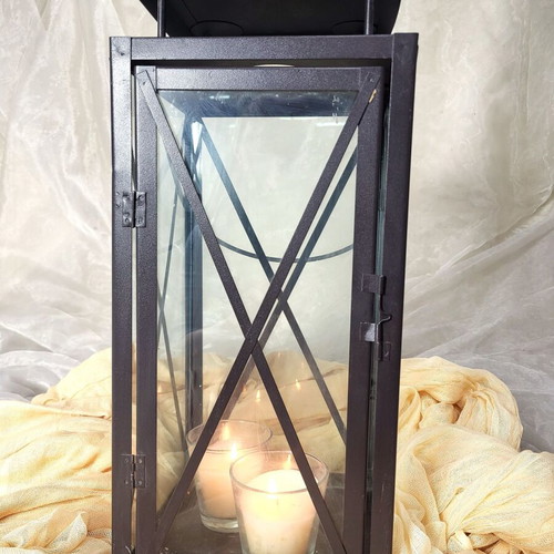 Large Vintage Black Metal Floor Lantern like new