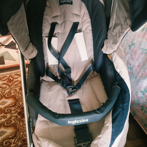 Inglesina Trilogy stroller set used with car seat and accessories