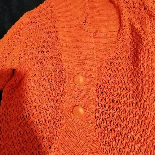 Knitted orange cardigan like new, size large