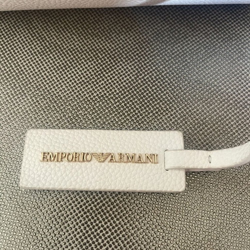Emporio Armani crossbody bag used, white canvas with adjustable strap