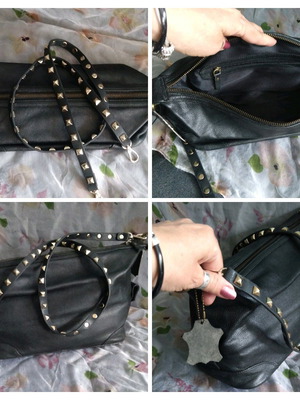 Γυναικεία τσάντα ώμου νέα, μαύρη, από φυσικό δέρμα