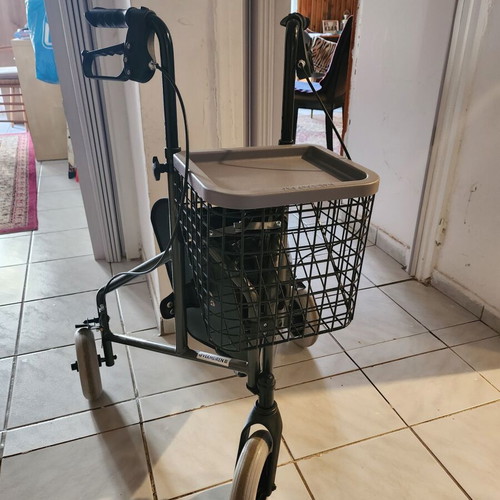Three-Wheel Rollator Used With Basket and Adjustable Handles