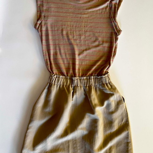 Linen dress Mango like new, beige and pink stripes, size S