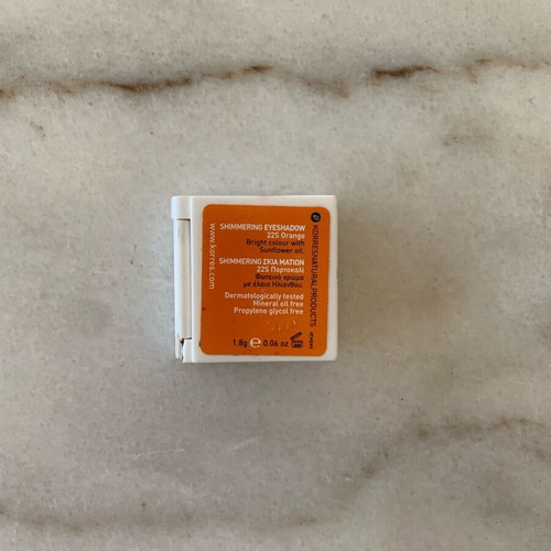 Korres eyeshadow used, shimmering warm golden copper 22S Orange