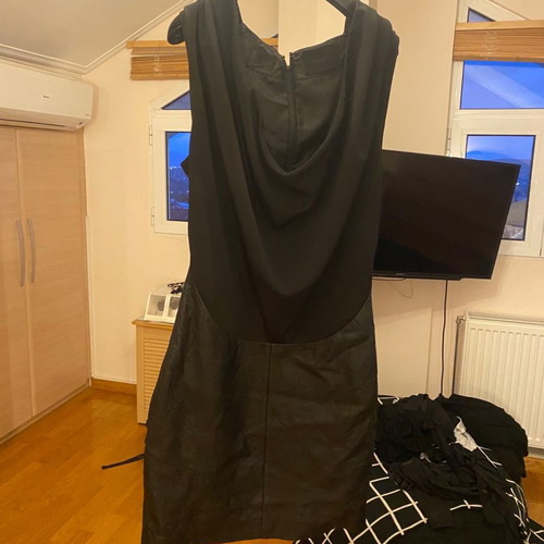 Gestuz dress half leather half fabric black