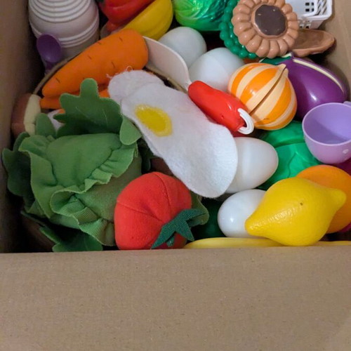 Set of fruit and vegetable toys like new for role play