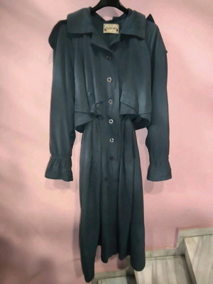 Винтидж шлифер Modessina в петролено сиво-синьо, като нов