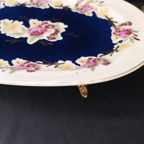 Vintage Furstenberg Germany serving platter with metal base