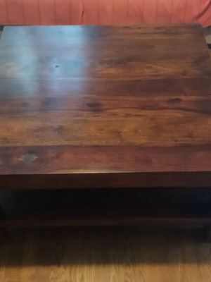 Coffee table like new made of solid teak wood with shelf