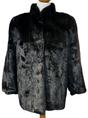 Παλτό από βιζόν μαύρο σαν καινούργιο, μέγεθος L