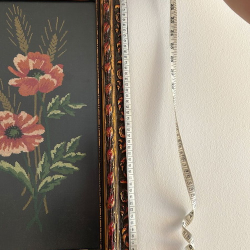 Vintage handmade embroidery framed artwork
