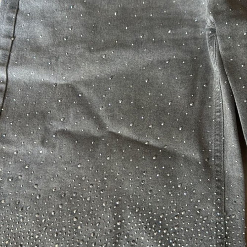 Grey denim bermuda shorts with stones