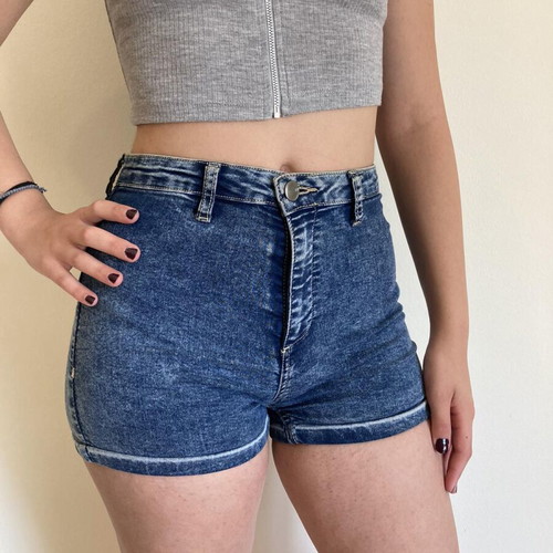 Blue high-rise denim shorts like new, size S