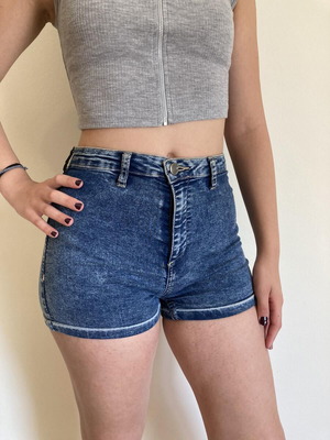 Blue high-rise denim shorts like new, size S