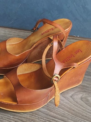 Women's sandals used, brown, size 37