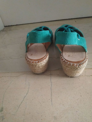 Leather espadrilles handmade like new, size 38, green