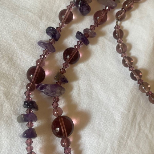 Amethyst large handmade vintage necklace like new, length 44 cm